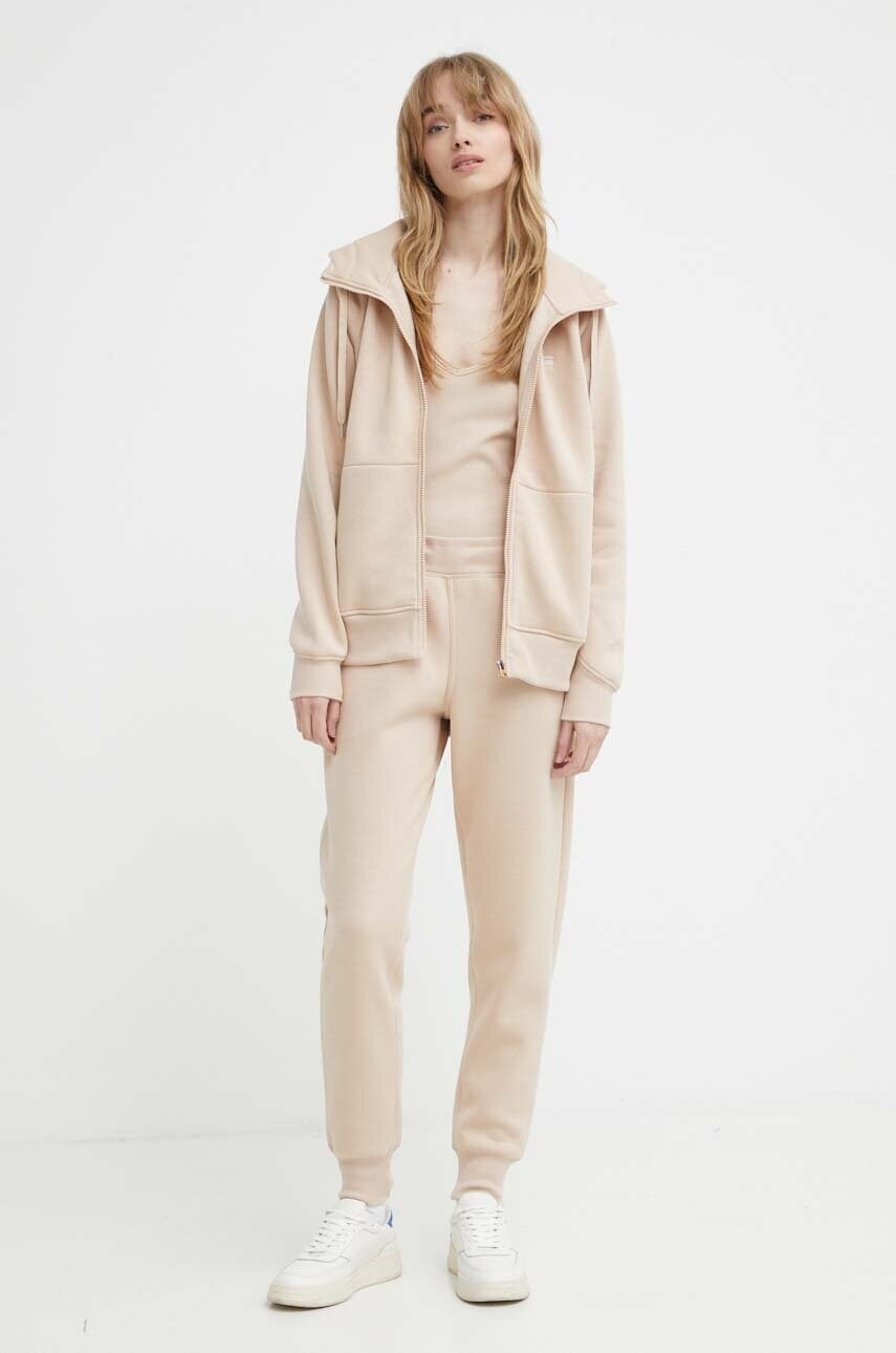Кофта G-Star Raw жіноча колір бежевий з капюшоном однотонна D22727-C235