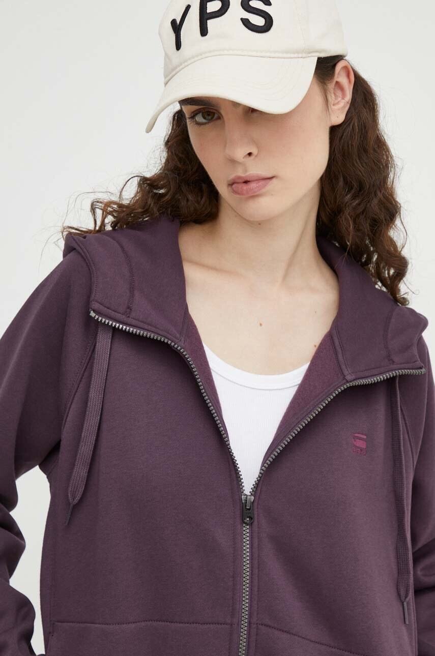Кофта G-Star Raw жіноча колір фіолетовий з капюшоном однотонна D22727-C235