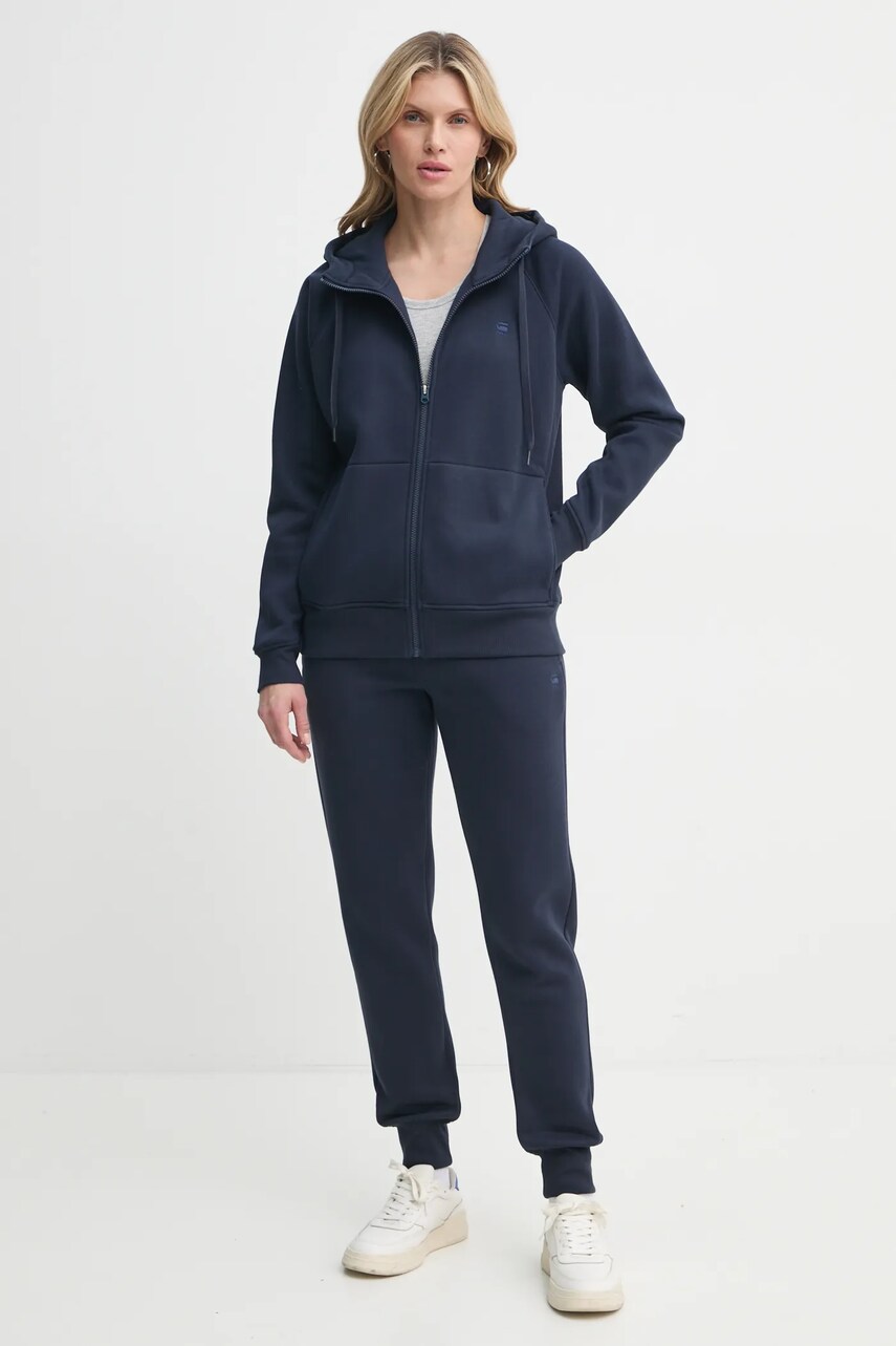 Кофта G-Star Raw жіноча колір синій з капюшоном однотонна D22727-C235