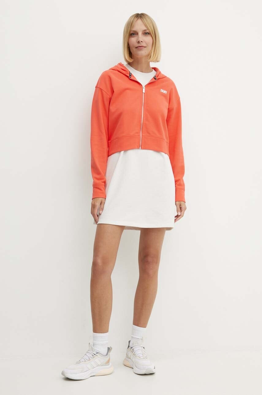 Кофта Dkny жіноча колір бежевий з капюшоном однотонна DP3J9279