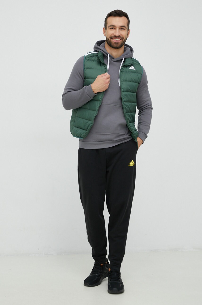 Кофта adidas Performance чоловіча колір сірий з капюшоном однотонна
