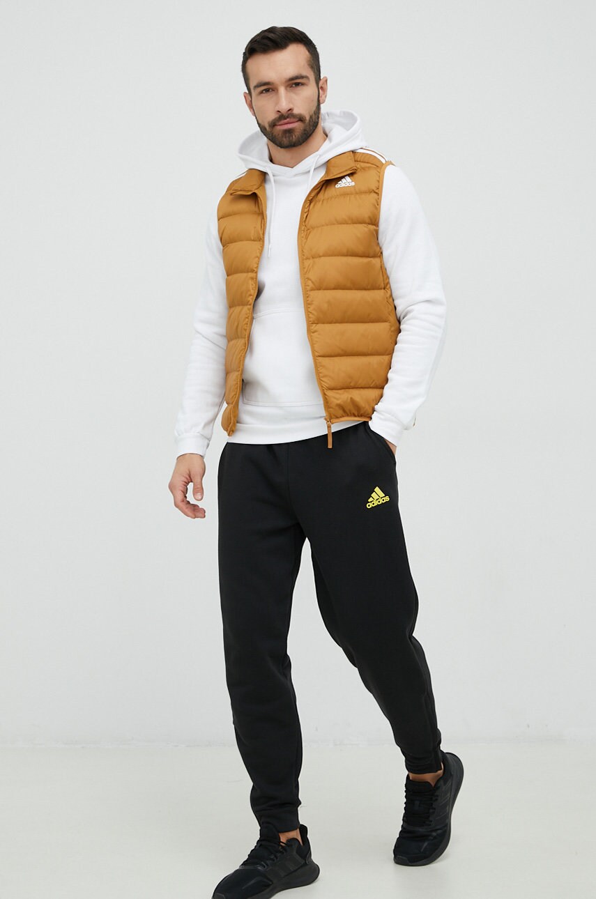 Кофта adidas Performance чоловіча колір білий з капюшоном однотонна