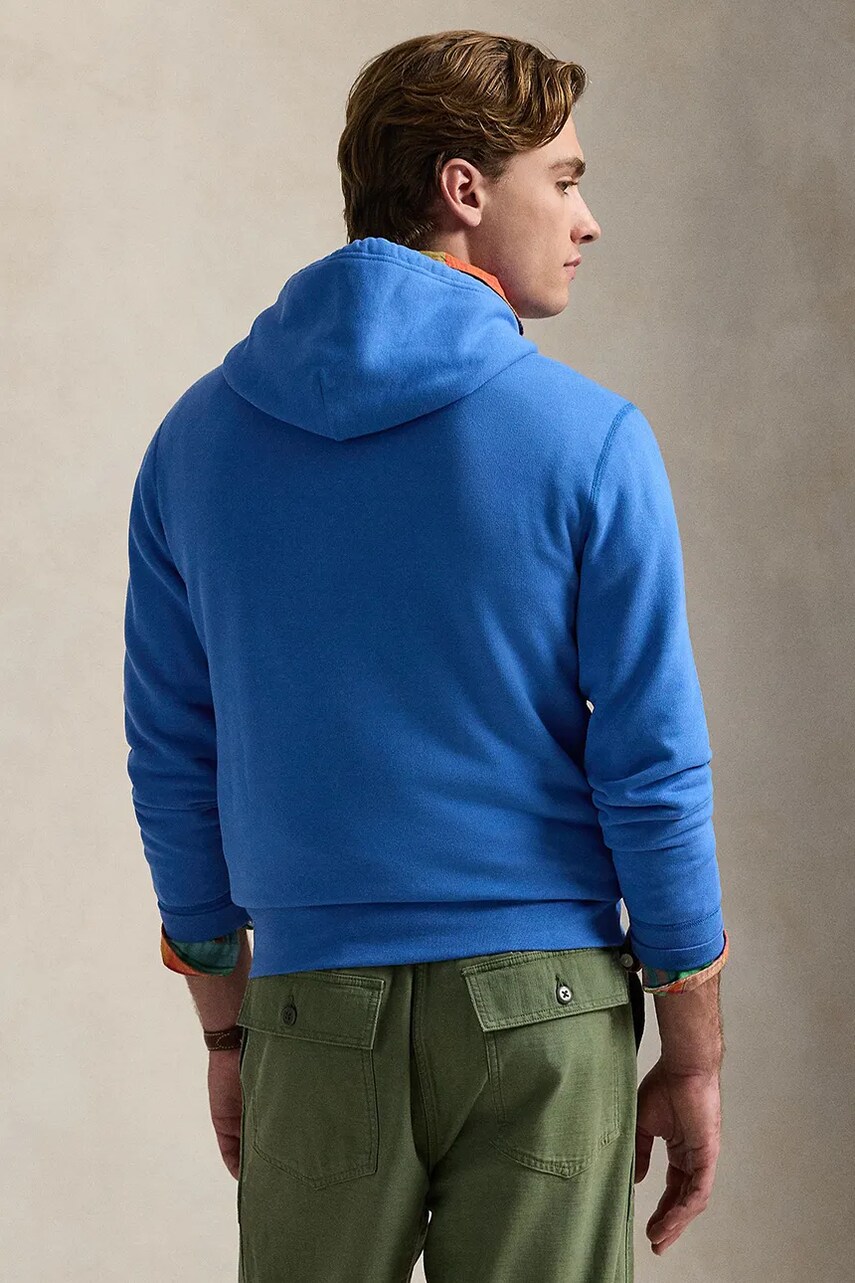 Кофта Polo Ralph Lauren чоловіча колір зелений з капюшоном однотонна 710766778