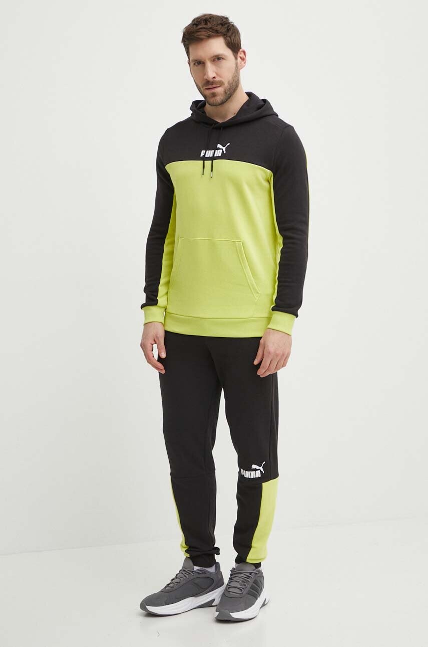 Кофта Puma чоловіча колір зелений з капюшоном візерунок