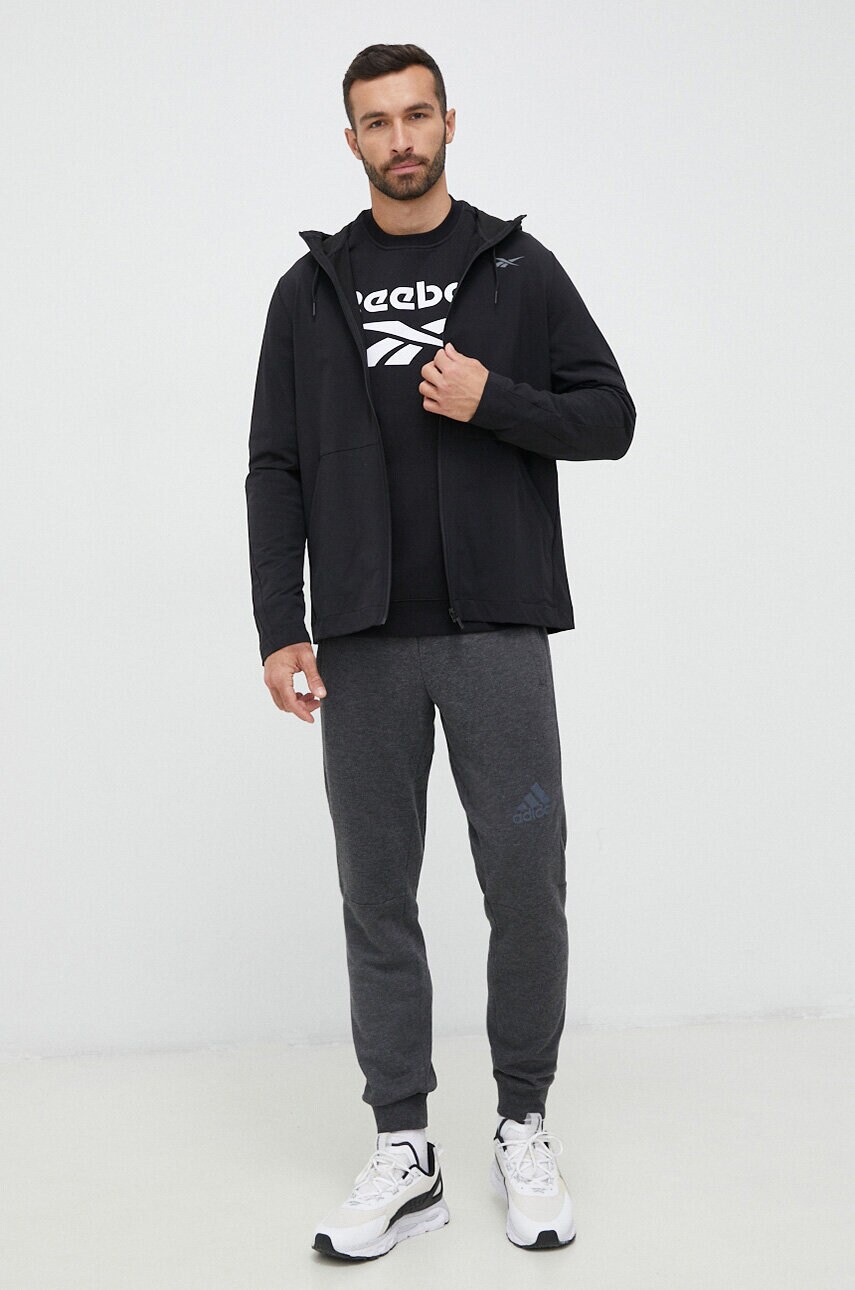 Кофта Reebok чоловіча колір чорний з принтом