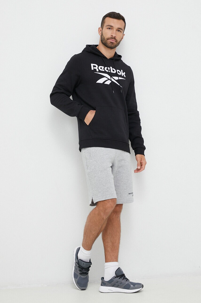 Кофта Reebok чоловіча колір чорний з капюшоном з принтом