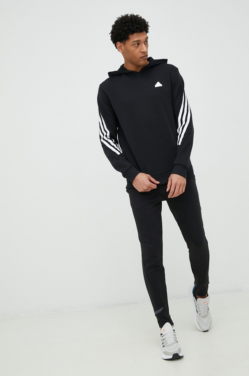 Кофта adidas чоловіча колір чорний з капюшоном з принтом