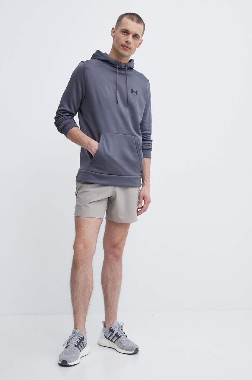Кофта Under Armour колір сірий з капюшоном однотонна
