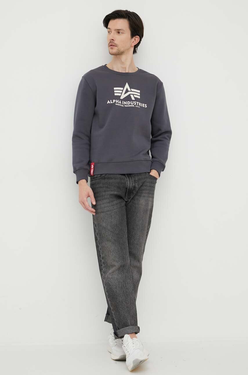 Кофта Alpha Industries чоловіча колір сірий з принтом 178302.136-GreyBlack