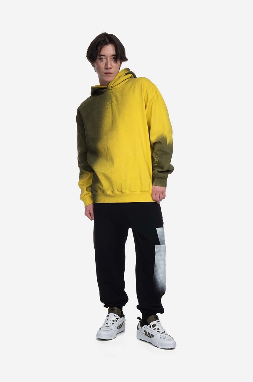 Бавовняна кофта A-COLD-WALL* Gradient Hoodie чоловіча колір жовтий з капюшоном візерунок ACWMW100-YELLOW