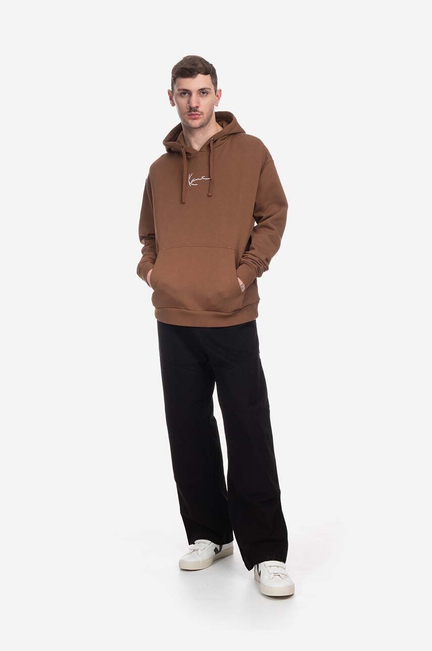 Кофта Karl Kani чоловіча колір коричневий з капюшоном з принтом 6021502-brown