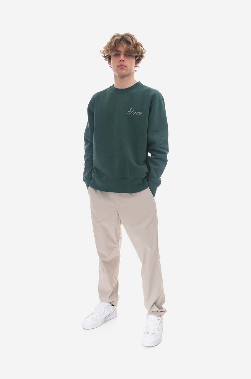 Бавовняна кофта Norse Projects чоловіча колір зелений однотонна N20.1347.8112-8112