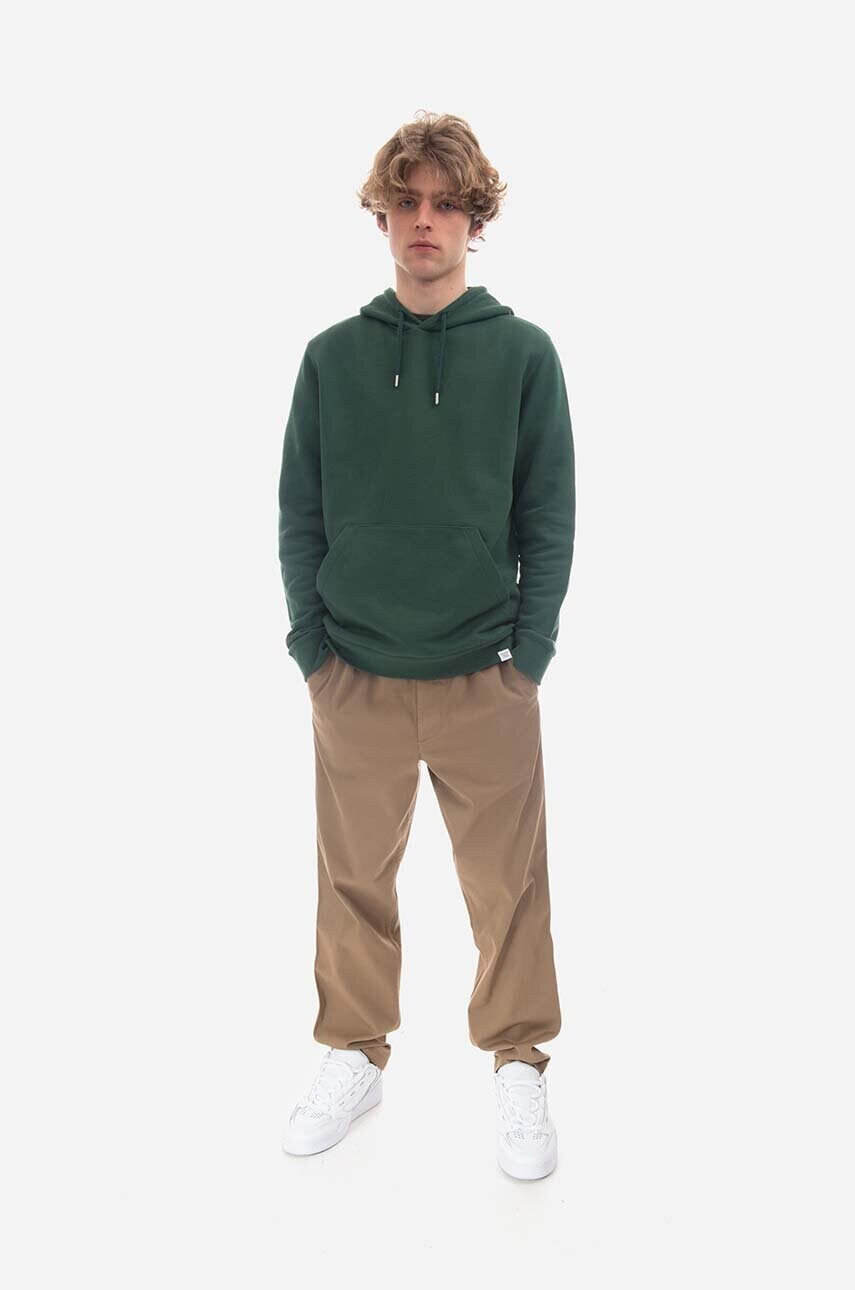 Бавовняна кофта Norse Projects Vagn Classic чоловіча колір зелений з капюшоном однотонна N20.1276.8112-8112