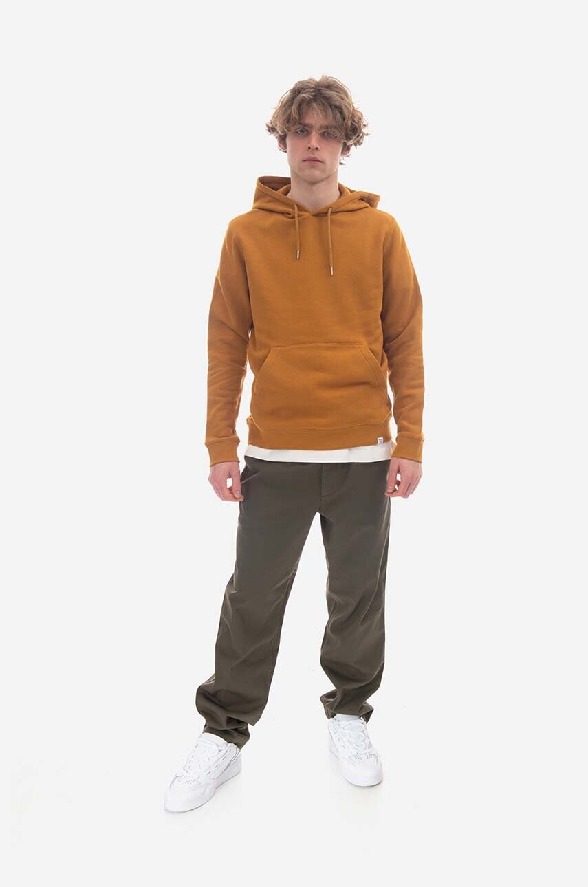 Бавовняна кофта Norse Projects Vagn Classic чоловіча колір жовтий з капюшоном однотонна N20.1276.8127-8127