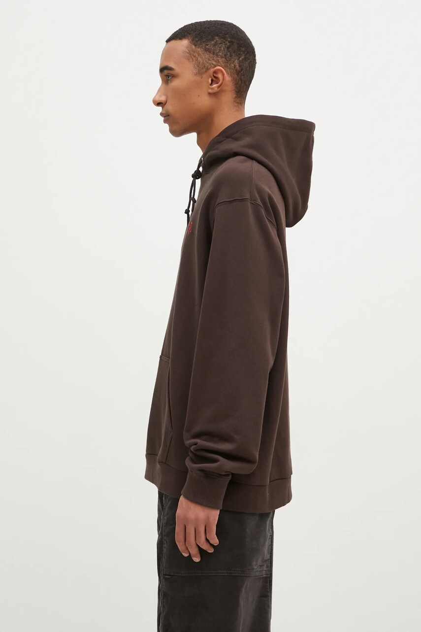 Бавовняна кофта Gramicci One Point Hooded Sweatshirt чоловіча колір коричневий з капюшоном однотонна
