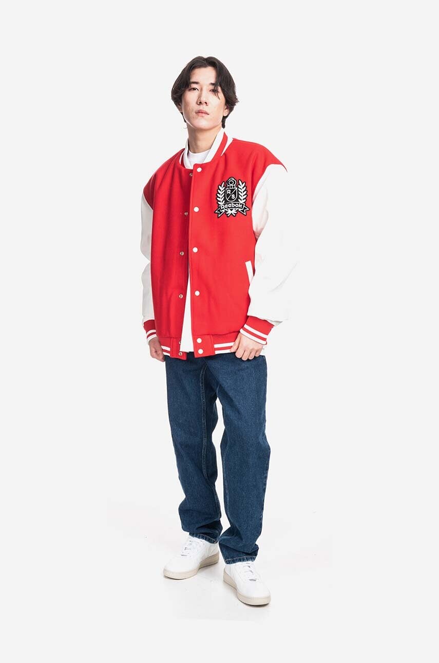 Куртка-бомбер з домішкою вовни Reebok Classic Res V Jacket колір червоний HS5794-red