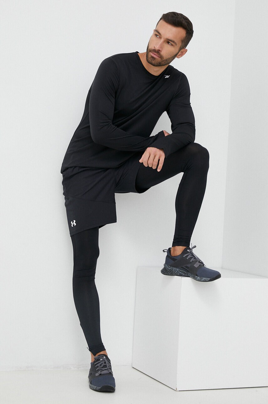 Лонгслів для тренувань Reebok Tech колір чорний однотонний