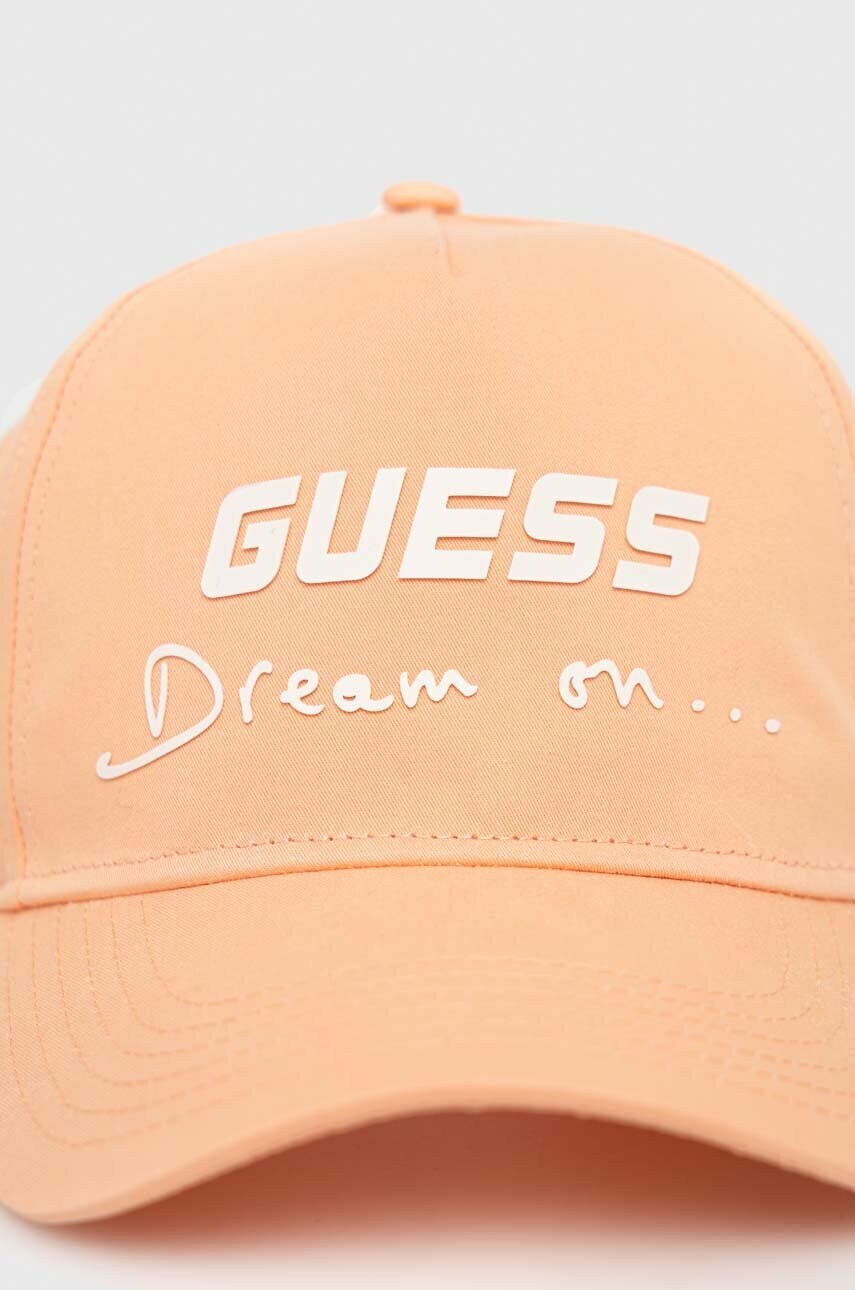 Бавовняна бейсболка Guess колір помаранчевий з аплікацією