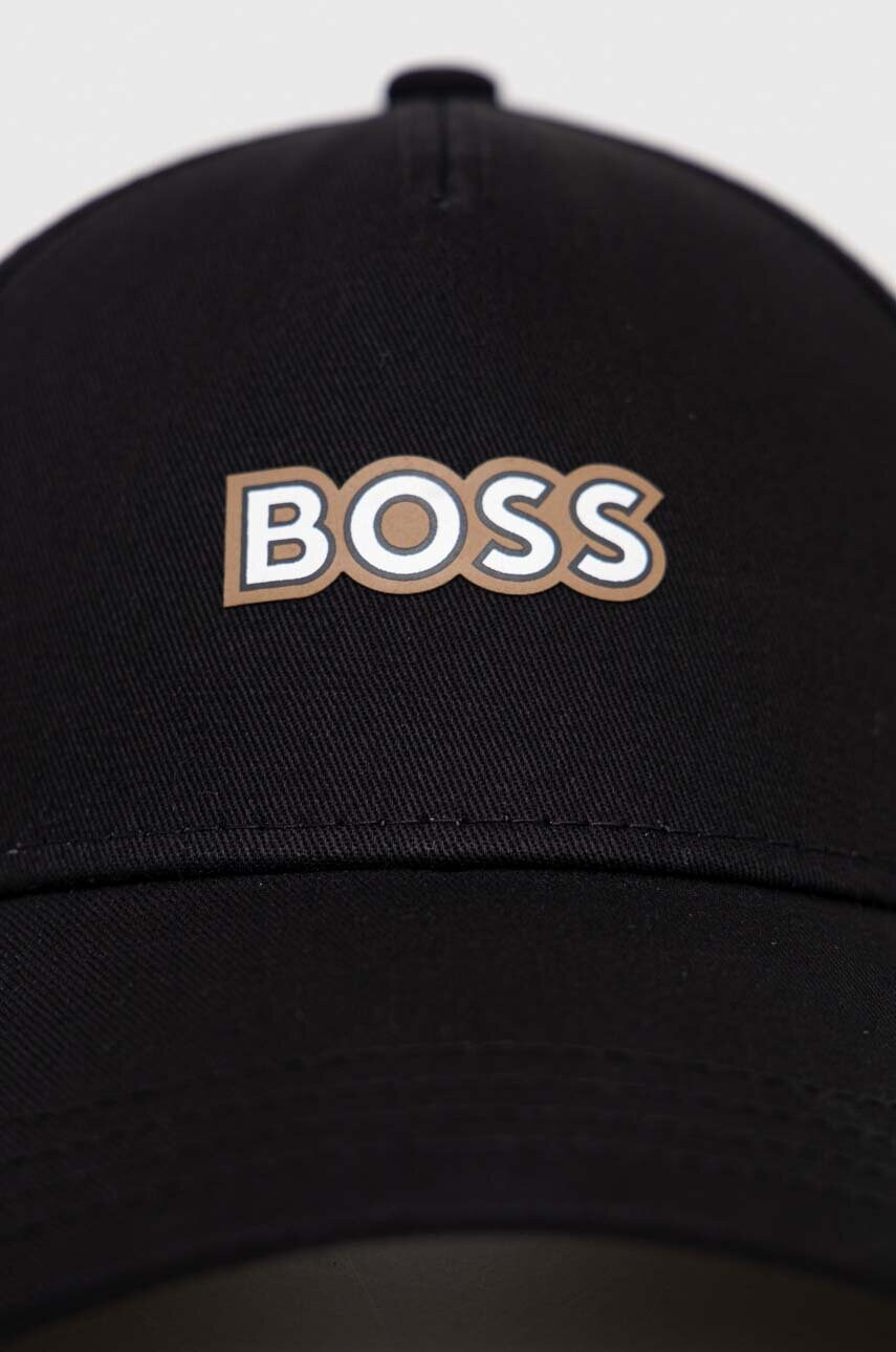 Кепка BOSS колір чорний з принтом