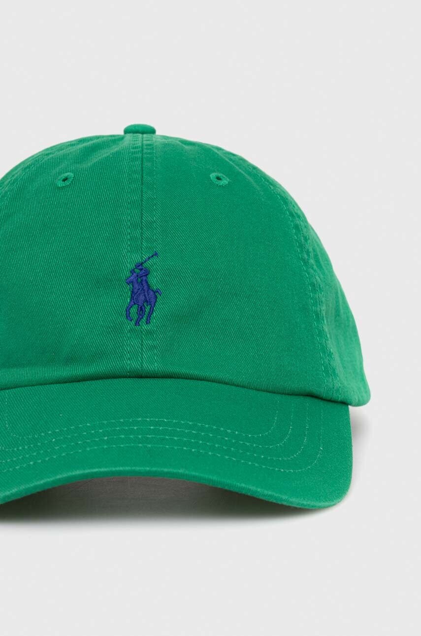 Бавовняна бейсболка Polo Ralph Lauren колір зелений однотонна 211912843