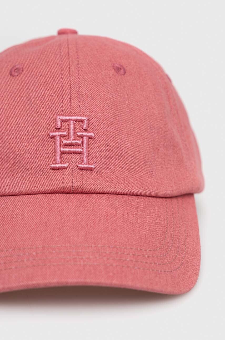 Бавовняна бейсболка Tommy Hilfiger колір рожевий однотонна