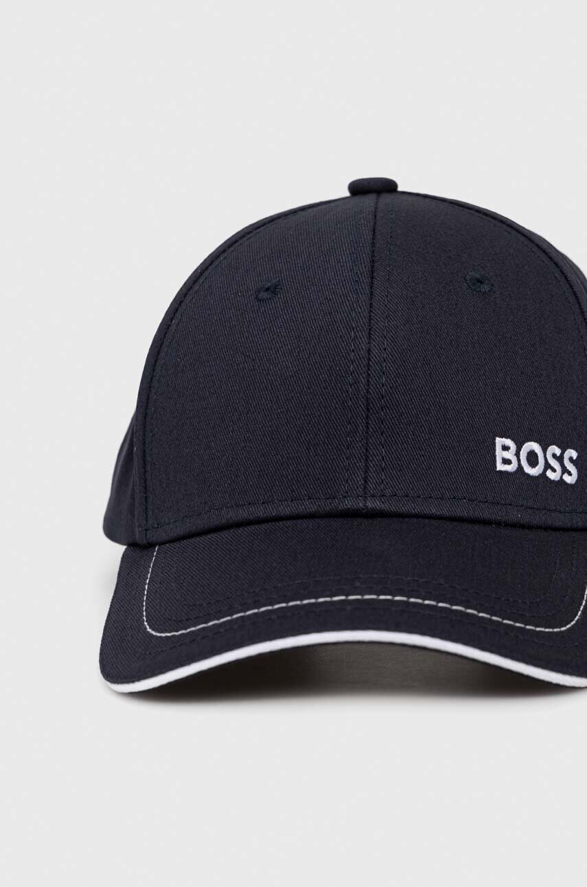 Бавовняна бейсболка BOSS BOSS GREEN колір синій однотонна