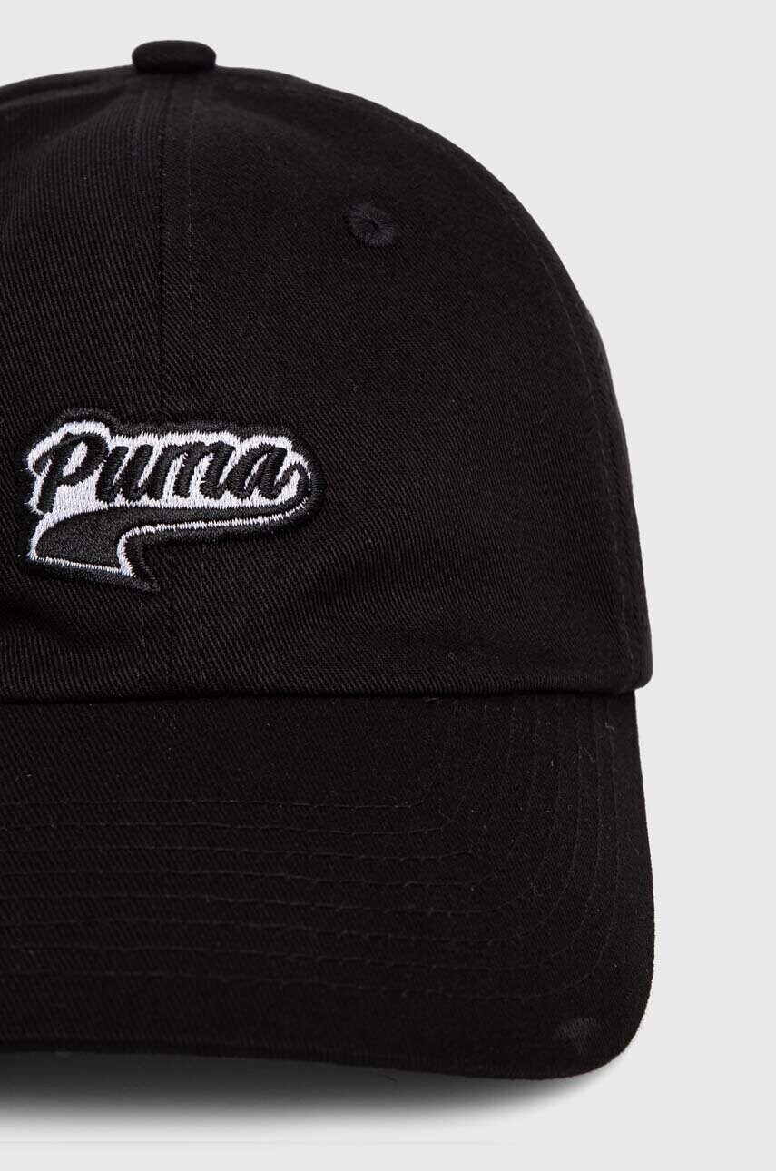Бавовняна бейсболка Puma колір чорний з аплікацією 24032