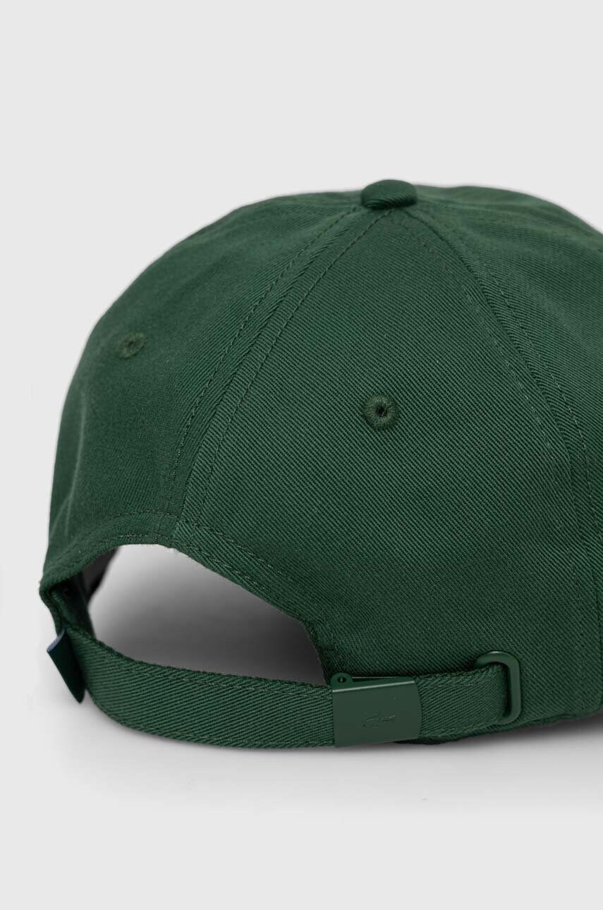 Бавовняна бейсболка Lacoste колір зелений однотонна