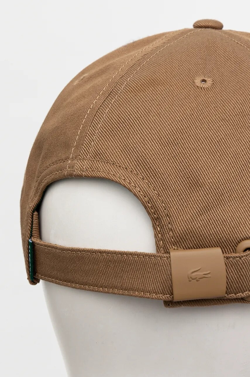 Бавовняна бейсболка Lacoste колір коричневий з аплікацією
