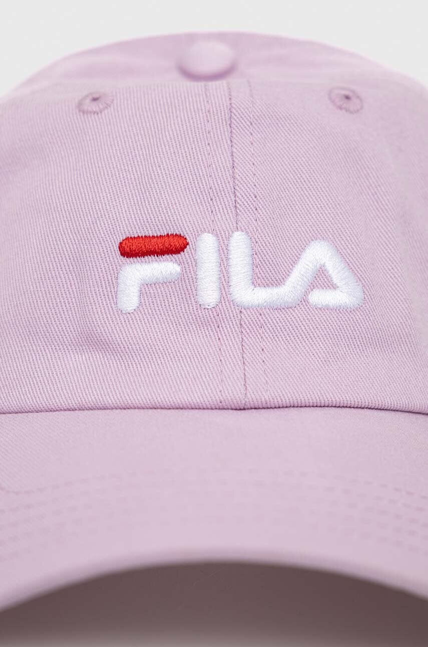 Бавовняна бейсболка Fila колір рожевий з аплікацією