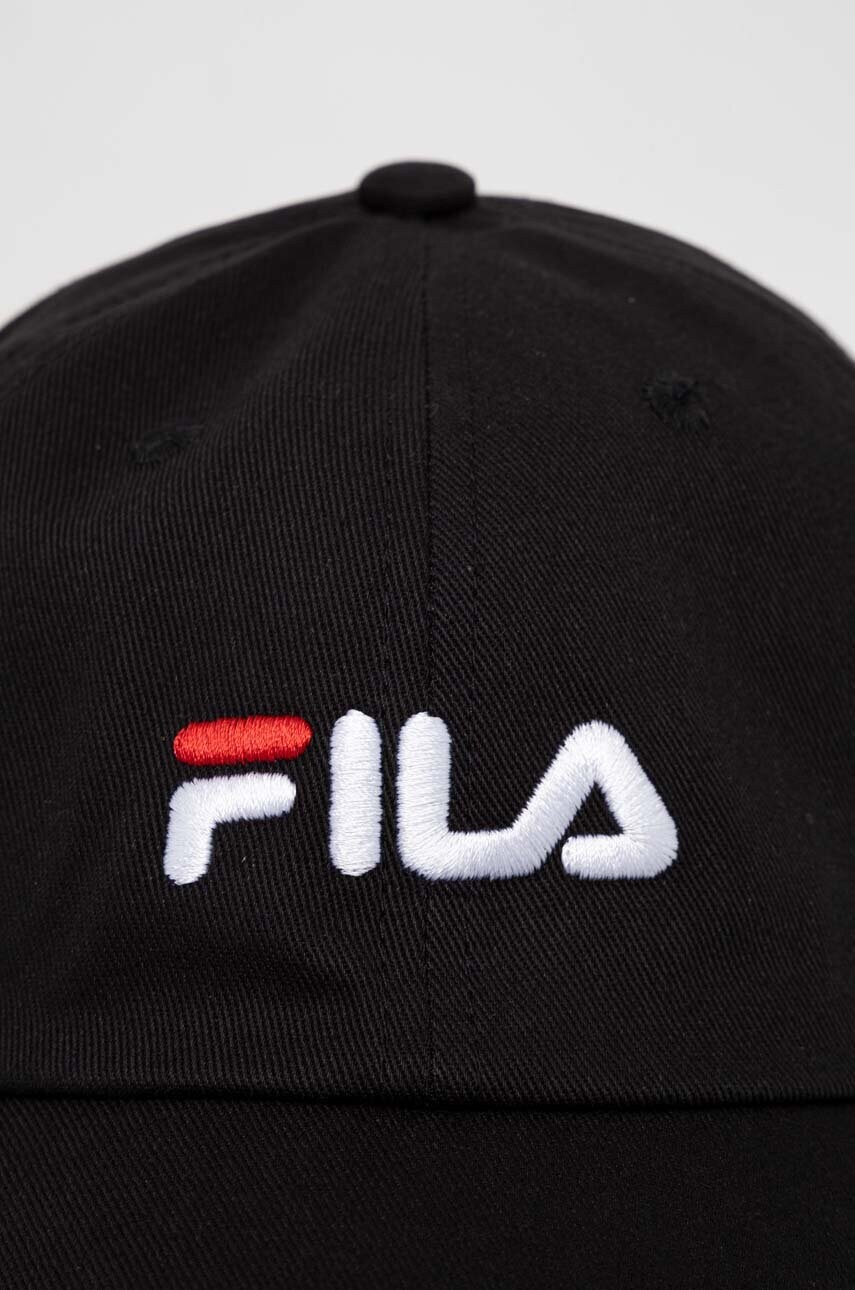 Бавовняна бейсболка Fila колір чорний з аплікацією