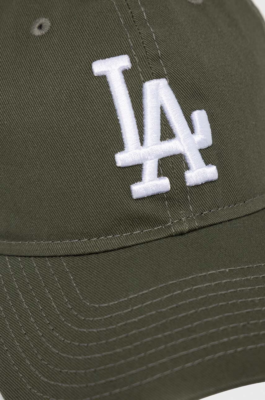 Бавовняна бейсболка New Era колір зелений з аплікацією LOS ANGELES DODGERS