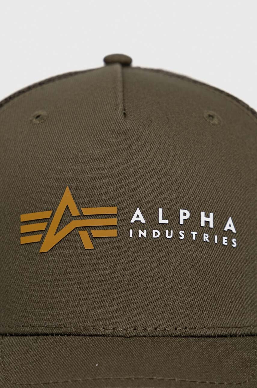 Кепка Alpha Industries колір зелений з принтом 106901.142-DarkOlive