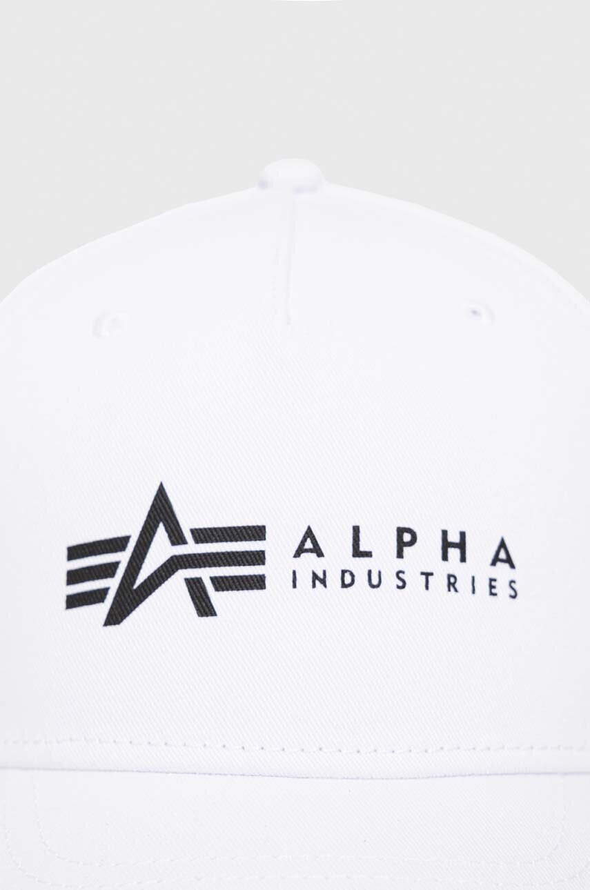 Бавовняна кепка Alpha Industries колір білий з принтом 126912.09-White