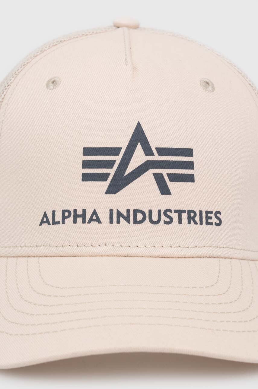 Кепка Alpha Industries колір бежевий з принтом