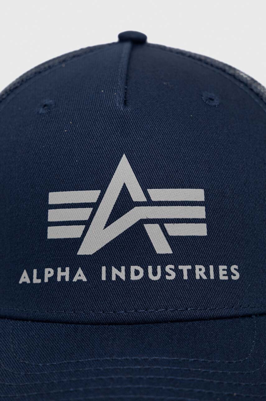 Бавовняна кепка Alpha Industries колір синій з принтом 186902.07-RepBlue
