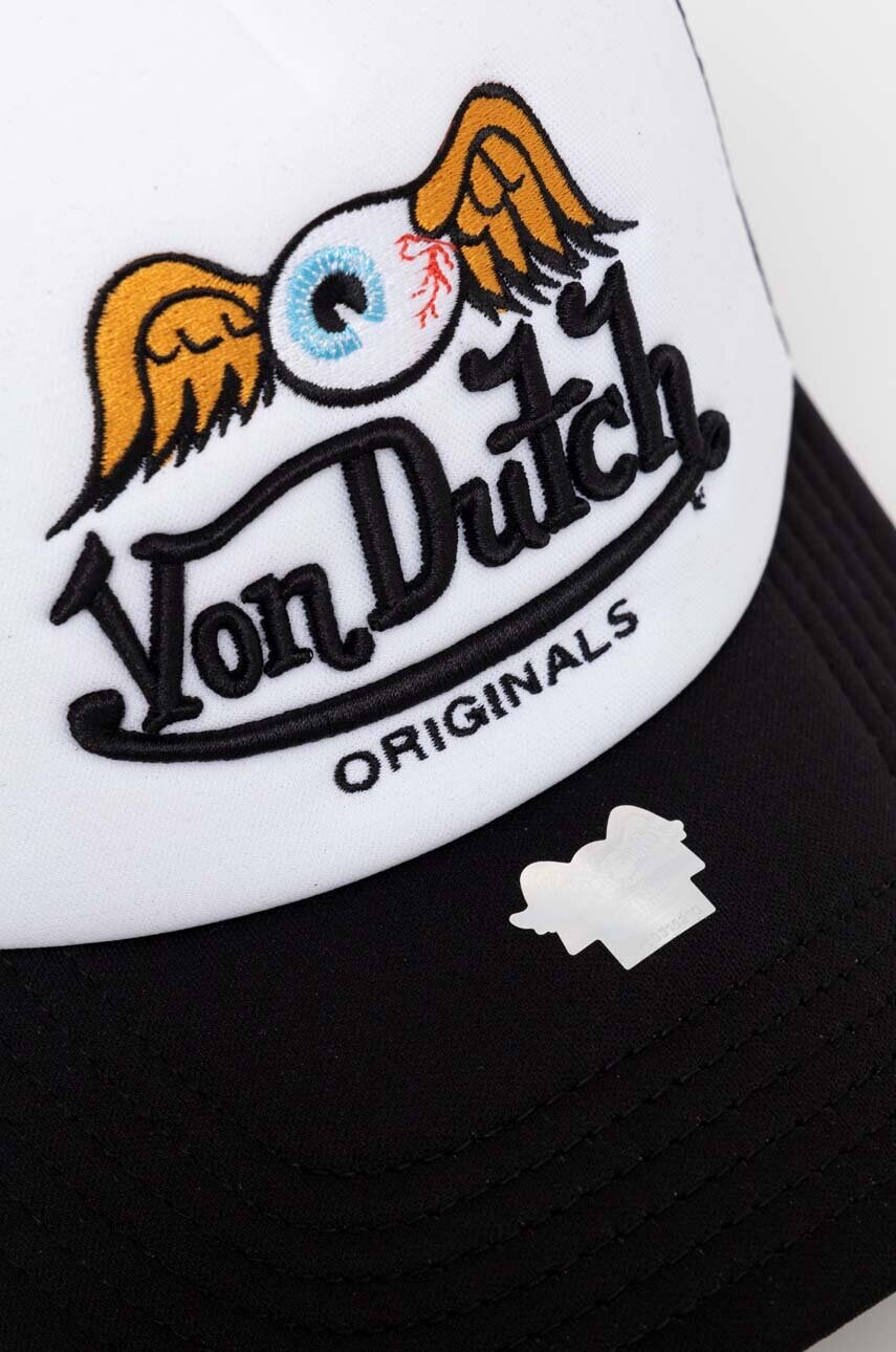 Кепка Von Dutch колір білий з аплікацією
