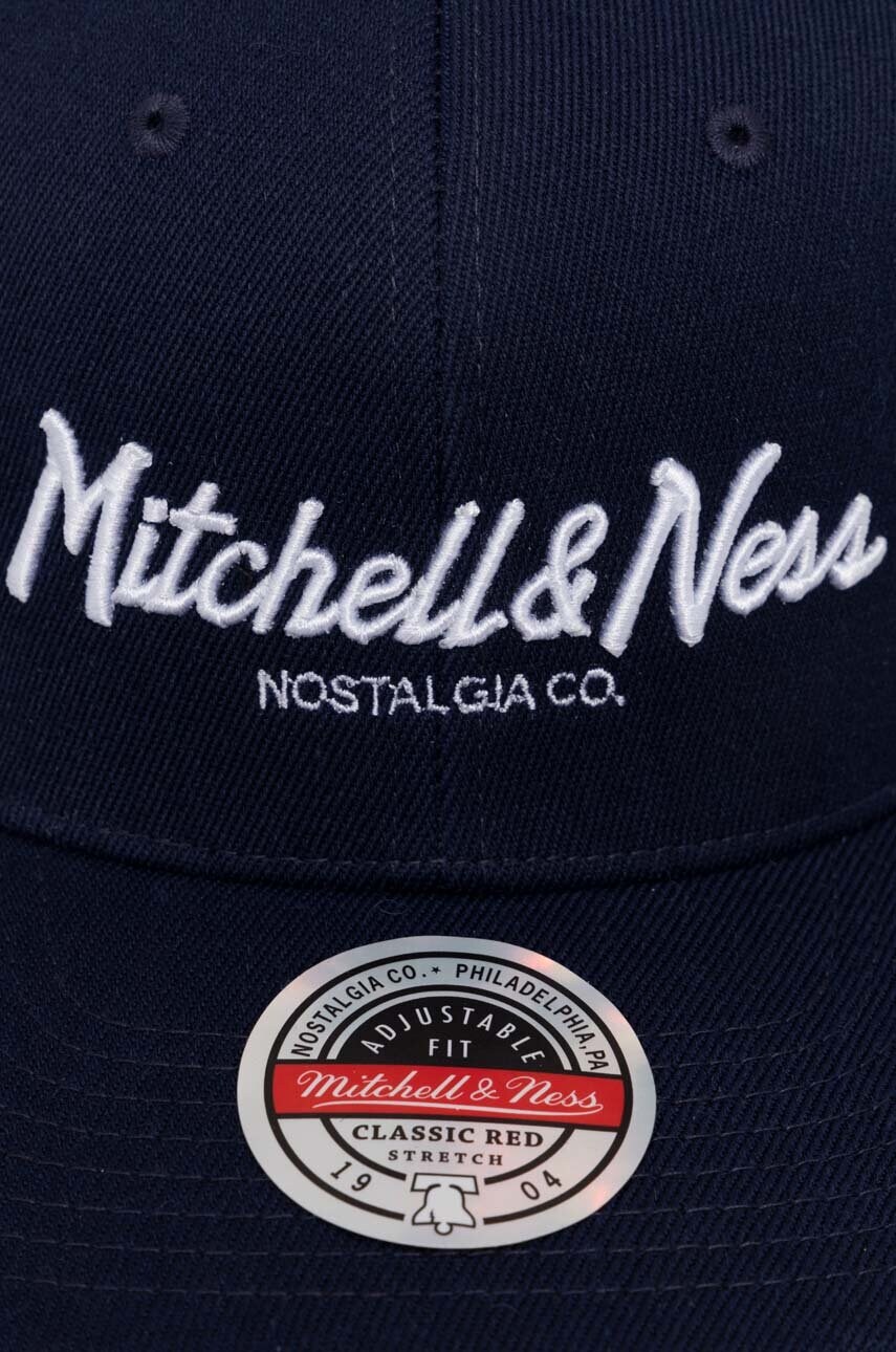 Кепка з домішкою вовни Mitchell&Ness колір синій з аплікацією