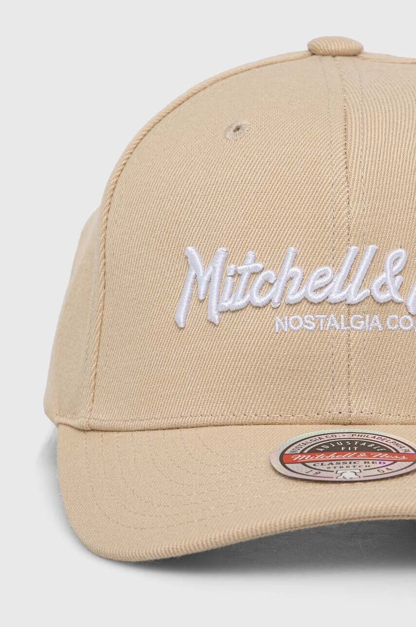 Кепка з домішкою вовни Mitchell&Ness колір бежевий з аплікацією