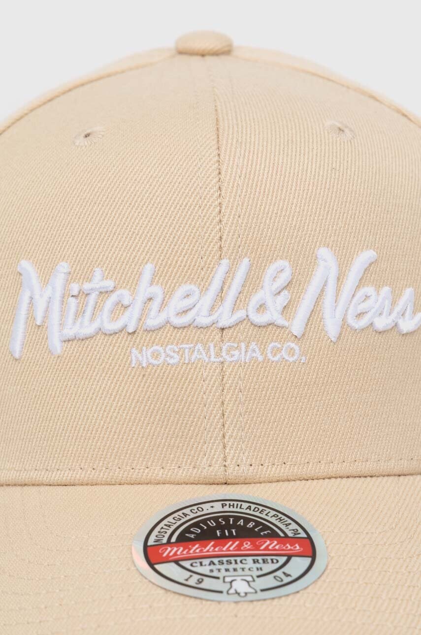 Кепка з домішкою вовни Mitchell&Ness колір бежевий з аплікацією