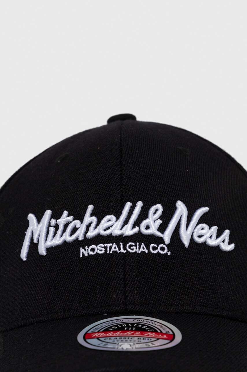 Кепка з домішкою вовни Mitchell&Ness колір чорний з аплікацією