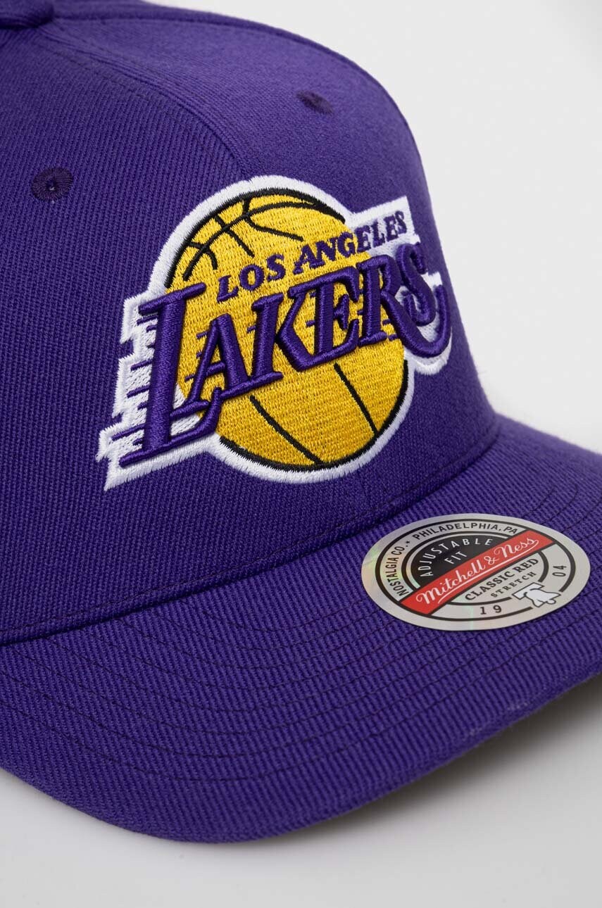Кепка з домішкою вовни Mitchell&Ness Los Angeles Lakers колір фіолетовий з аплікацією