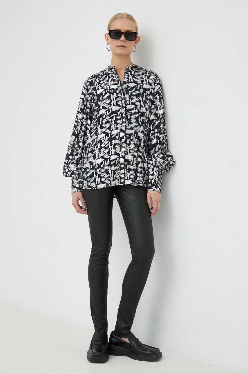 Сорочка Bruuns Bazaar Geranium Ava жіноча колір чорний regular зі стійкою