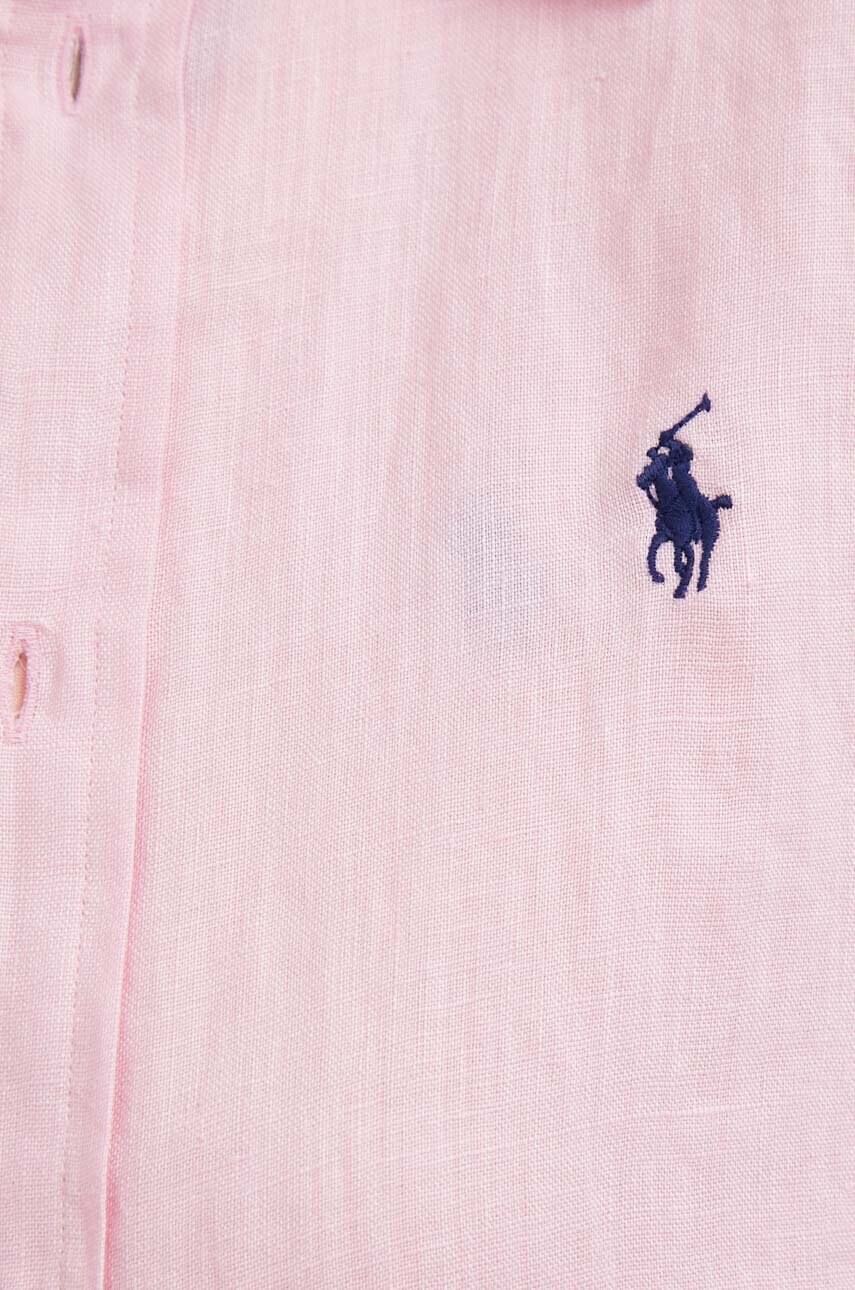 Сорочка з льону Polo Ralph Lauren колір рожевий regular класичний комір