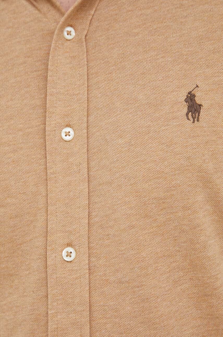 Бавовняна сорочка Polo Ralph Lauren чоловіча колір бежевий regular комір button-down
