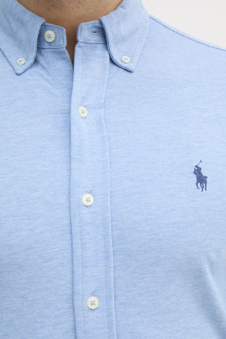 Бавовняна сорочка Polo Ralph Lauren чоловіча колір чорний regular комір button-down 710654408