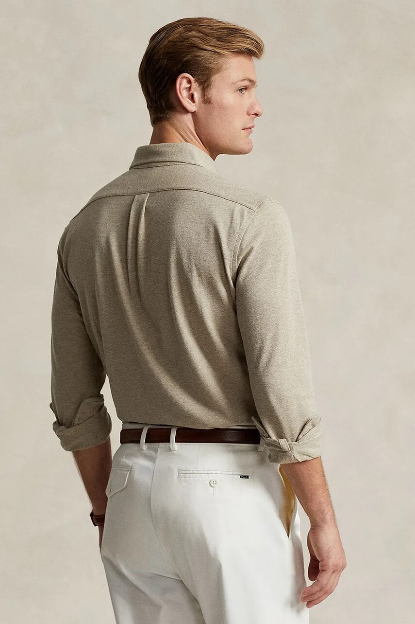 Бавовняна сорочка Polo Ralph Lauren чоловіча колір чорний regular комір button-down 710654408