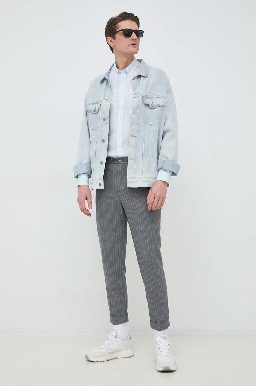 Сорочка з льону Lacoste regular комір button-down