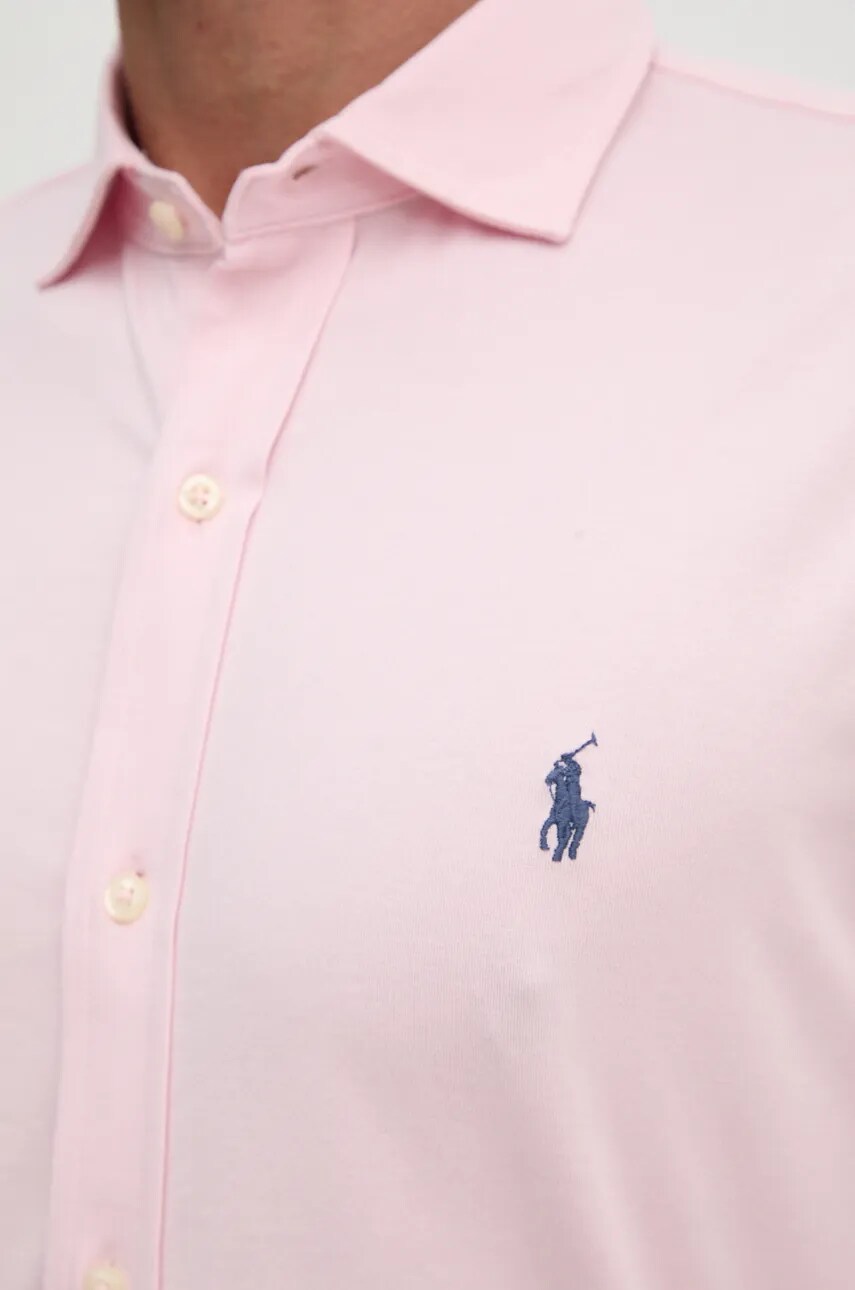 Бавовняна сорочка Polo Ralph Lauren чоловіча колір рожевий regular класичний комір