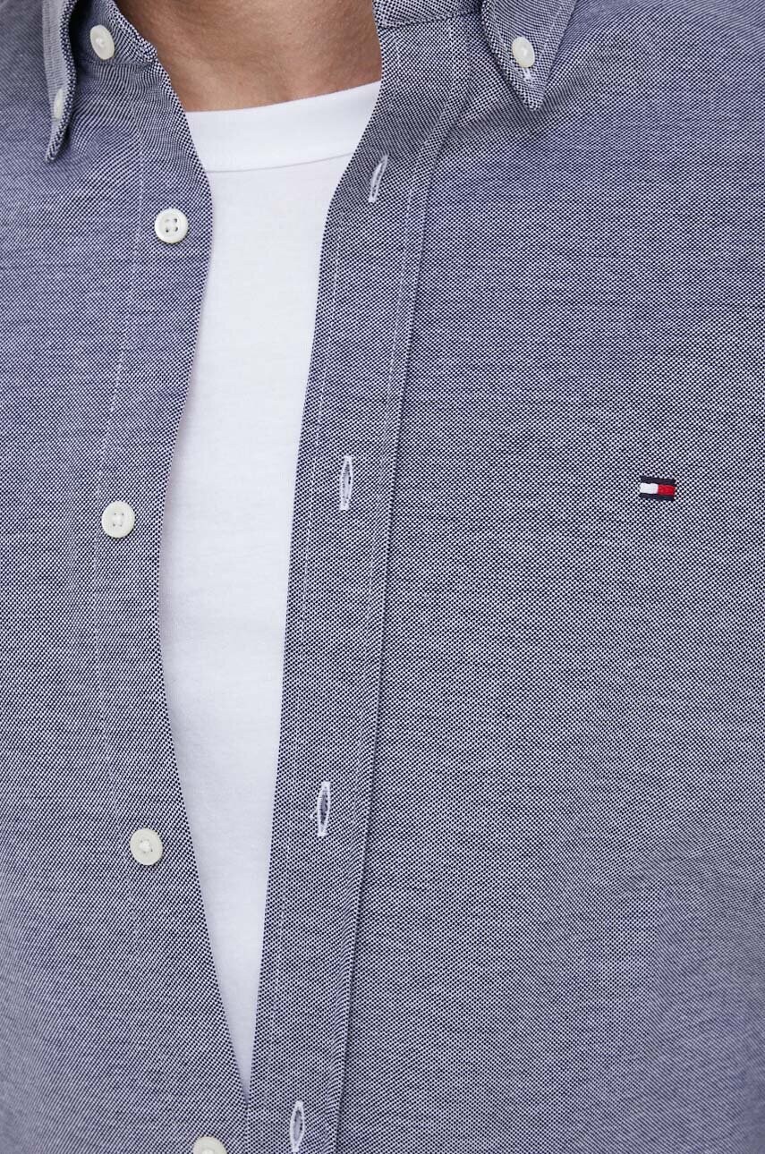 Бавовняна сорочка Tommy Hilfiger чоловіча колір синій slim комір button-down